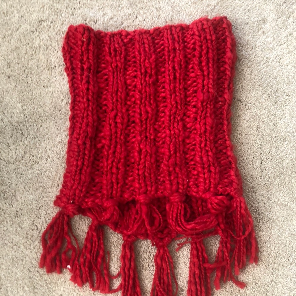 Red knit infinity scarf
